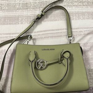 Michael Kors Sheila Small Satchel Shoulder Crossbody Bag Light Sage